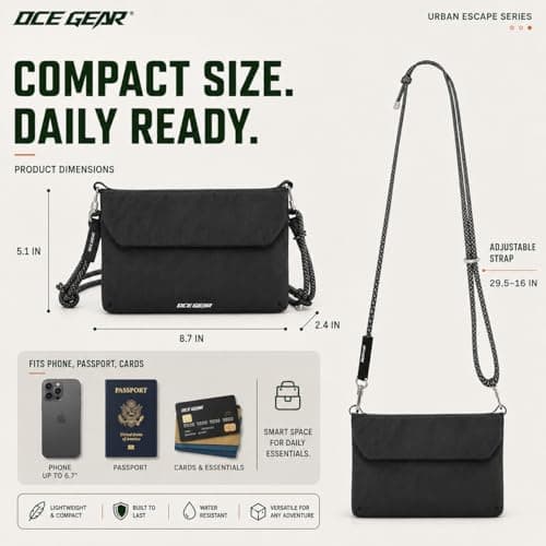 OCE GEAR Crossbody Bags for Men Women Purses for Men Women Small Mini Travel Wallet RFID Blocking Purse Small Cell Phone Organizer for Everyday - Thumbnail 5
