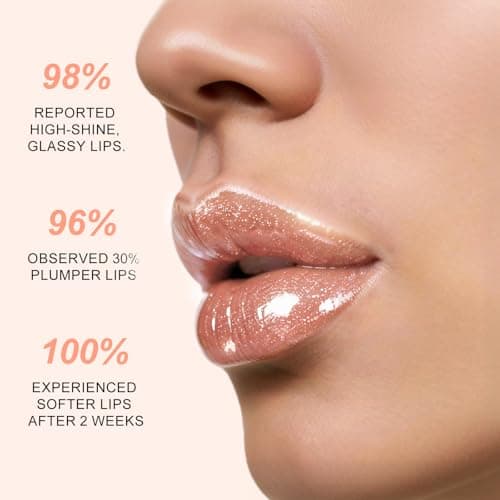 HECI BEAUTY Glitter Lip Gloss, Hydrating High Shine Lipgloss for Women, Non-Sticky Plumping Lip Oil with Vitamin E, Long Lasting Shimmer Finish for Daily Makeup, Crystal Nude 0.21 fl oz - Thumbnail 4