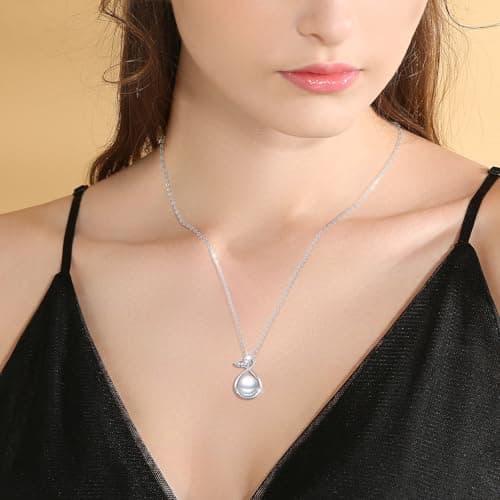 Sebina Pearl Pendant Necklace for Women,925 Sterling Silver Pendant Jewelry,Anniversary Christmas Birthday Valentines Gifts for Wife, Mom, Dauhter, Girlfriend,Her - Thumbnail 3