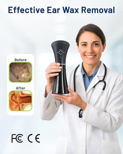 KAUGIC Upgraded Ear Wax Removal with One-Piece Waste Tank, Safe Cleaner with Water Temperature Sensor, Effective Ear Irrigation Kit, IPX7, FSA-HSA-Eligible, Black - Thumbnail 2
