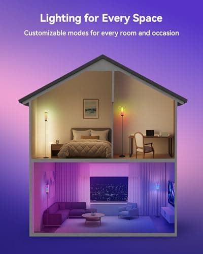 JOOFO Glass Shade RGBICW Corner Floor Lamp, 16 Million Colors Smart LED Ambient Mood Lighting with App & Remote Control for Modern Home Decor, Bedroom, Living Room, Gaming Room - Thumbnail 6