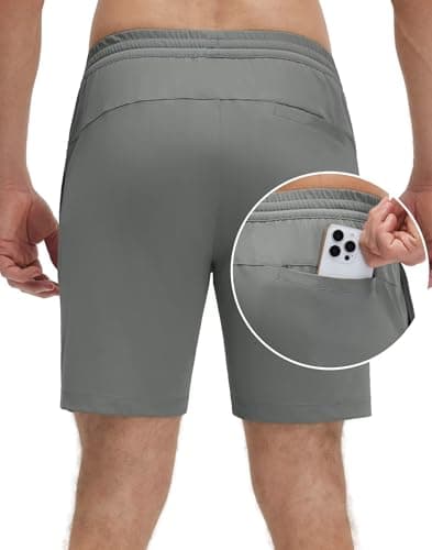 M MAELREG Running Shorts for Men with Pockets 7" Quick Dry Athletic Workout Gym Shorts for Basketball Tennis Iron Grey - Thumbnail 2