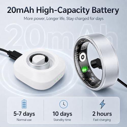Smart Ring for Women & Men, IP68 Waterproof Fitness Tracker Ring with Heart Rate, Blood Oxygen & Sleep Monitor, Health Tracker Ring Compatible with iOS & Android, No Subscription Fee (#12) - Thumbnail 4