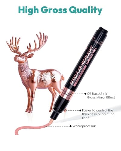 Resiners Metallic Markers, Chrome Paint Marker for Metal Model, Glass Coloring, Stroke, Painting, DIY Craft, Reflective Gloss, 2-5 mm Larger Application Area, Epoxy Resin Tools (6 Colors) - Thumbnail 4