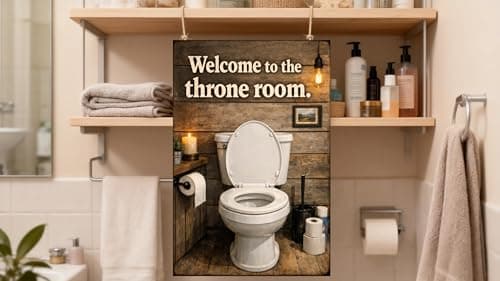 Welcome To Throne Room Bathroom Humor Metal Tin Sign Rustic Toilet Wall Decor Funny Restroom Quote Plaque Vintage Farmhouse Bar Home 8x12 Inch Pre Drilled Hanging Art Man Cave Gift Office Pub Cabin - Thumbnail 4