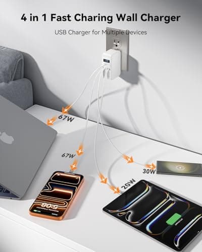 SUPERONE Retractable Charger with USB C & Apple Cables, Wall Charger - Thumbnail 4
