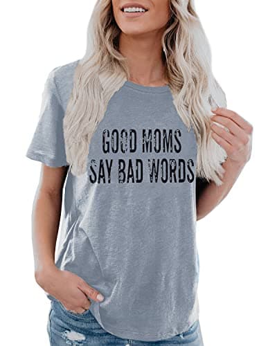 IRISGOD Womens Mom Shirt Summer Funny Short Sleeve Mommy Graphic Tees T-Shirts - Image 1
