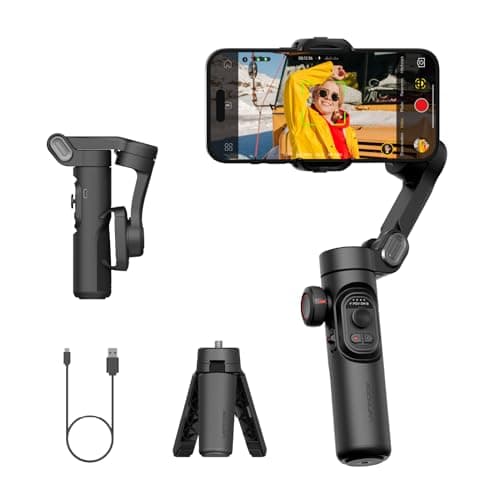 AOCHUAN Gimbal Stabilizer for iPhone Gimbal, Smartphone w/Focus Wheel Face/Object Tracking for iPhone 17 16 15 Pro Max/Android Foldable 3-Axis Handheld Phone Stabilizer for Video Recording -Smart XE - Image 1