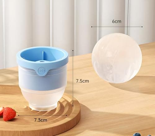 Large Ice Cube Tray with Lid - 8 Pack Giant 6cm Round Ice Cube Moulds for Freezer, Leak-Proof Ice Ball Maker for Drinks, Extra Big Ice Cubes for Whisky, Cocktails (4Pack2Y1G1B) - Thumbnail 5