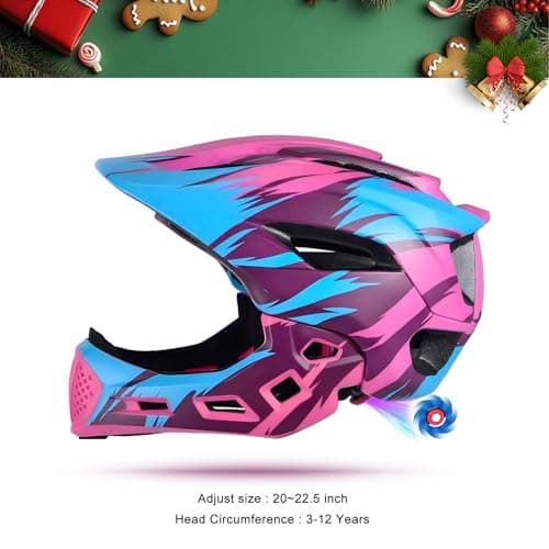 Natuway Toddler and Kids Full Face Helmet, Girl and Boy BMX Multi-Sport Detachable Mountain Dirty Bike Helmet Around 3-12 Years Head Circumference. - Thumbnail 2