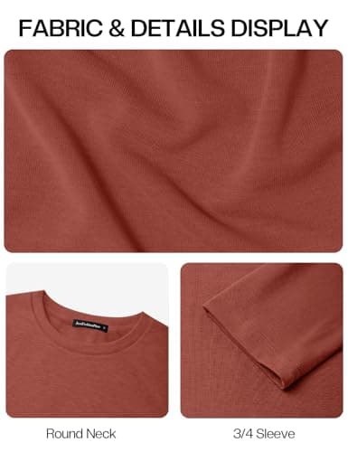 JUSTFASHIONNOW 3/4 Length Sleeve Womens Tops Dressy Casual Tunic Tops Fall Tops for Seniors Date Outfits Maternity T Shirts Fashion Clothes（Caramel，XX-Large - Thumbnail 6