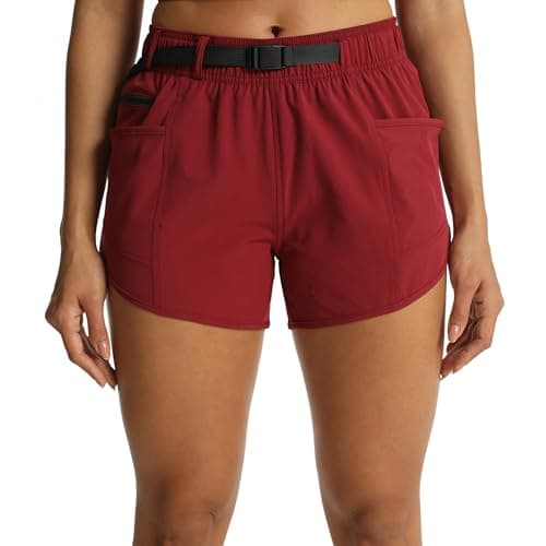 zsenoxaxi Women’s Hiking Shorts with Pockets Lightweight Stretch Workout Shorts for Outdoor Travel Camping(Wine Red,XXL) - Thumbnail 6
