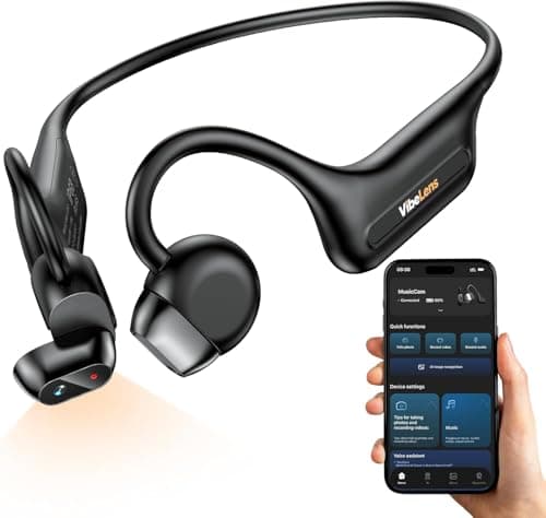 VibeLens MusicCam World’s 1st Bone Conduction Headphones with Camera, Hand-Free POV Camera Headphones, IP68 Water & Sweat Resistant, AI Functions, Open-Ear Bluetooth Wireless Sport Earphones with APP - Image 1