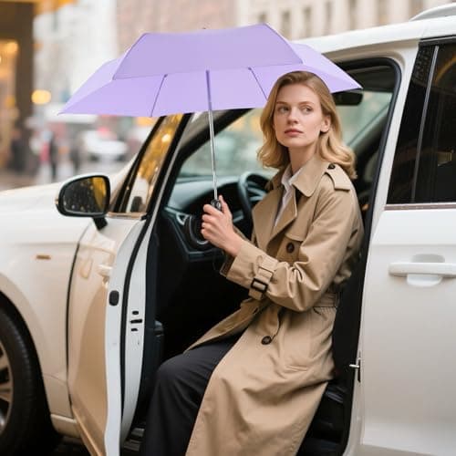 Lejorain Compact Collapsible Umbrella Tiny - Auto Open Close Light Weight Strong Wind Resistant Big Umbrella for Rain and Wind Gifts - Thumbnail 2