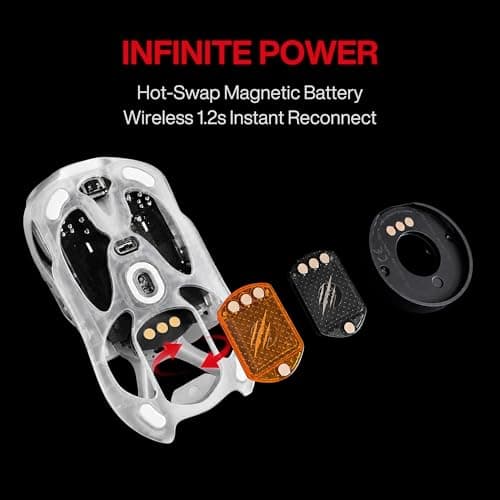 Angry miao AM Infinity Wireless Gaming Mouse, 49g Magnesium-Aluminum, PAW3950 30K DPI, 8K Polling, Anti-Double Click Optical-Micro Switches, Hot-Swap Battery, Tri-Mode RGB Programmable Mouse for FPS - Thumbnail 3