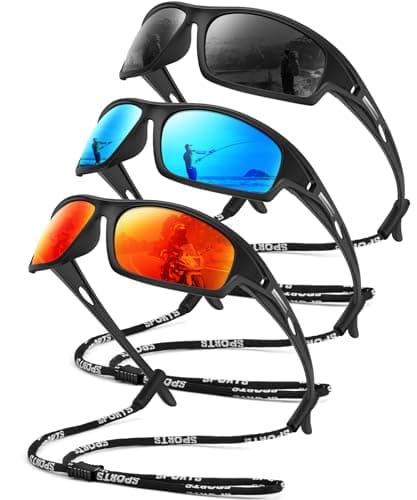 OUKEMAX Polarized Sunglasses Men Sports-Sunglasses: Wrap Around Sun Glasses for Running Cycling Golf UV Protection 3 Pack - Image 1