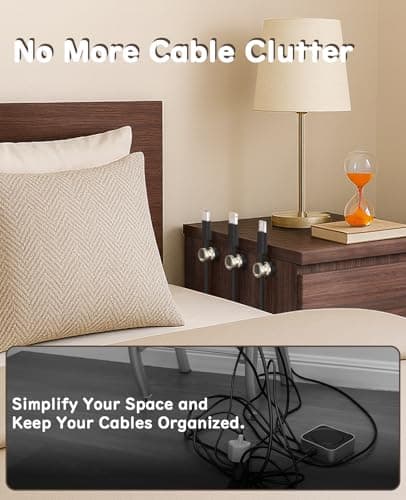 Maveek Metal Magnetic Cord Holder, Magnet Cable Clips Stainless Steel Adjustable Cord Organizers for Desk Nightstand Car Office Charging Wires USB C Laptop Earphone Audio Cords (4 Pack) - Thumbnail 6
