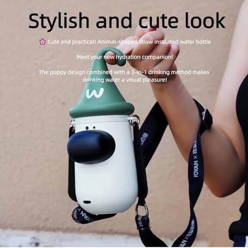 Insulated Water Bottle, 100% Leak-proof Travel Mug | w/baldric & Straw|Silicone Sleeve for Durability | 316 stainless steel cup body | 3-In-1 Lid | Reusable Coffee Travel Mug. (Green) - Thumbnail 4