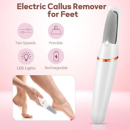 ZABOUL Electric Foot Callus Remover Rechargeable Portable Electric Foot File Pedicure Tool Kit, Smooth Pedicure Wand for Feet Care, Removes Dry Hard & Dead Skin, Ideal Gift - Thumbnail 2