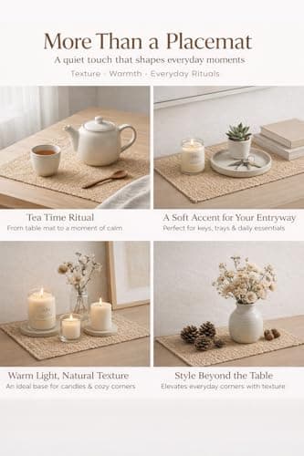 GleeNflux Handmade Ramie Placemats Set of 6, 12"x18" Eco-Friendly Natural Woven Table Mats for Dining Table, Heat-Resistant & Washable Natural Fiber Placemats for Kitchen, Farmhouse, Boho & Home Decor - Thumbnail 3