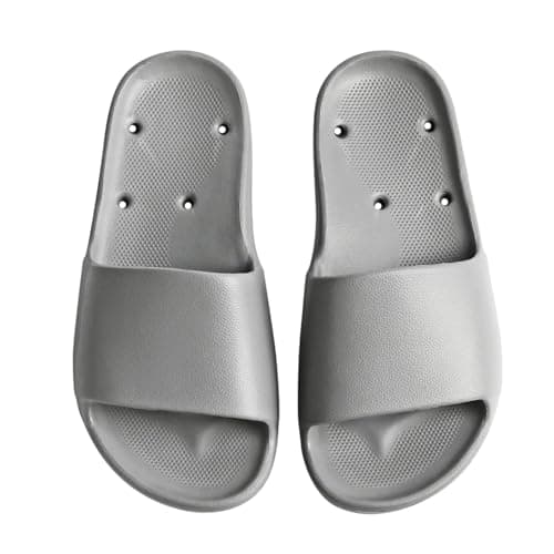 GETOEU Arch Support Shower Shoes for Women and Men Quick Drying with Drain Holes Slide Sandals Soft Cushioned Anti-Slip Pool Slides Comfort Bathroom Shower Slides,Grey - Image 1