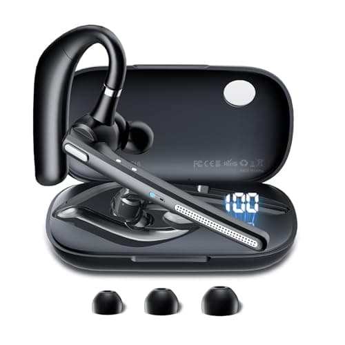 COTOE Bluetooth Headset V5.3, Wireless Earpiece with 500mAh Charging Case 72 Hrs Talking Time Hand-Free Headphones with Noise Canceling Mic for Office/Driving/Business/Trucker,Black - Image 1