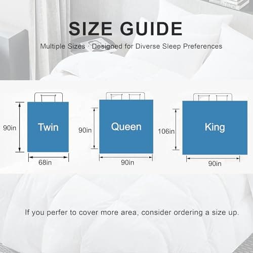 ALPSWAN Goose Feather Down Comforter Queen Size, White 100% Cotton Duvet Insert, All Season Hotel Bedding Fluffy Cotton Comforter with Corner Tabs (White, Queen) - Thumbnail 2