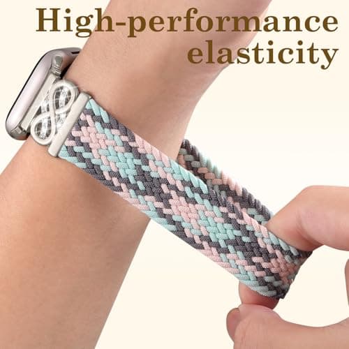 Braided Stretchy Band Compatible with 40mm Apple Watch Bands for Women 38mm 41mm 42mm, Soft Nylon Magnetic Sport Replacement Infinity Loops Strap for iWatch Series 11 10 9 8 7 6 5 4 3 2 1 SE Ultra - Thumbnail 5