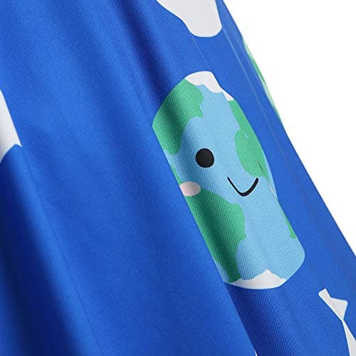 ZEZCLO Women's Long Sleeve Peter Pan Collar A-line Dress Halloween Costume Vintage Solar System Fit and Flare Dresses Blue XL - Thumbnail 6