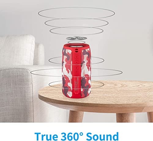 Musibaby Bluetooth Speaker Wireless Portable, IPX5 Waterproof Bluetooth Speakers with Dual Pairing, 24H Playtime, Rich Stereo Bass for Home, Travel, Party, Outdoor | Electronic Gifts (Camo Red) - Thumbnail 3