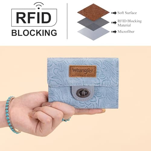 Montana West X Wrangler Women's Wallet Minimalist Small Pocket Wallet Trifold Money Organizers Cute Ladies Wallet with Zipper Coin Pocket - Thumbnail 4