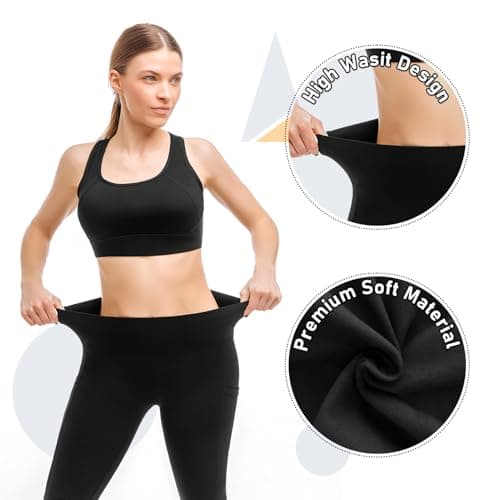 Leafigure 2 Pack Leggings with Pockets for Women, High Waisted Soft Leggings for Yoga Gym Black LXL - Thumbnail 5
