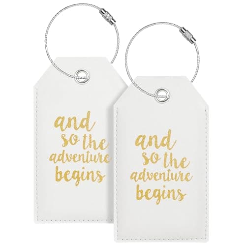 Luggage Tag & Initial Baggage Tags for Suitcases Leather Bag Tags for Backpacks Handbag School Instrument with Name ID Label Travel Essentials, Unique Fun Navy White Personalized Luggage Tags 2 Pack