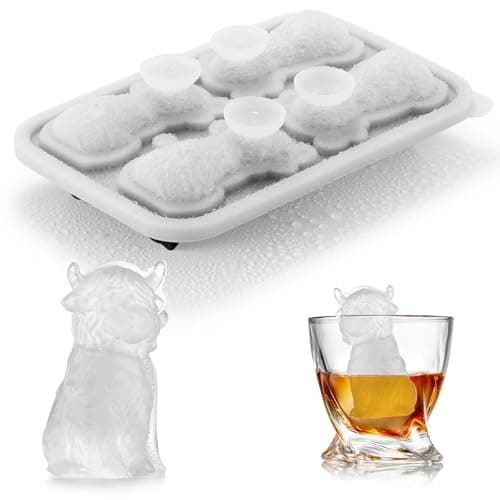 ACOOKEE 3D Highland Cow Ice Cube Tray Fun Shapes, Novelty Highland Cow Gifts, Holiday Stocking Stuffers for Men Women, Cute Highland Cattle Ice Mold for Whiskey,Cocktail,Bourbon - Image 1