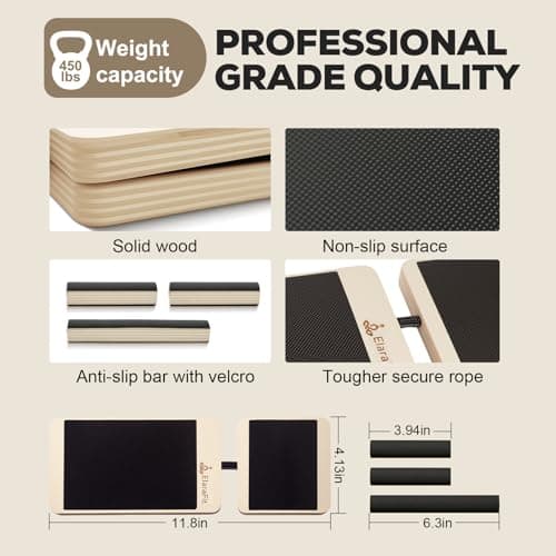 Single Leg Balance Board Wooden Foot Strengthener Trainer for Sprained Ankle and Achilles Tendon, Stability Training Plantar Fasciitis Relief, Stronger Ankles & Better Balance in 10 Minutes Daily - Thumbnail 6