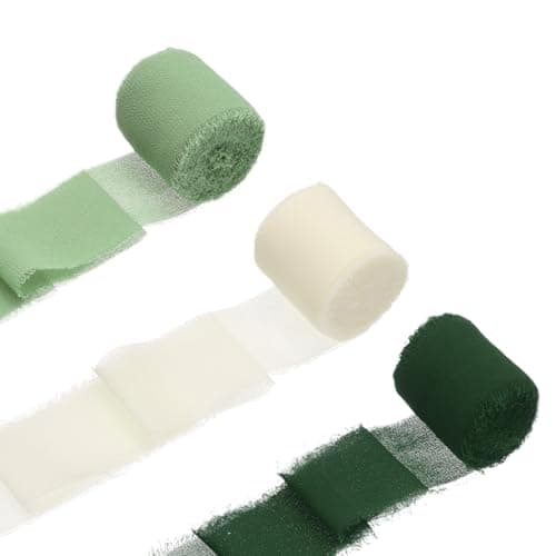 Chiffon Sibbon - 1.5 Inch x 16 Yards,3 Rolls Ribbon for Wedding Decor, Bridal Bouquets, Invitations, Ribbon for Gift Wrapping & Party Decorations (White, 5)