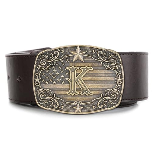 Absbolo Western Belt Buckle Men Initial Letter ABCDJRM to Z Rodeo Cowboy Belt Buckles for Women K - Thumbnail 4