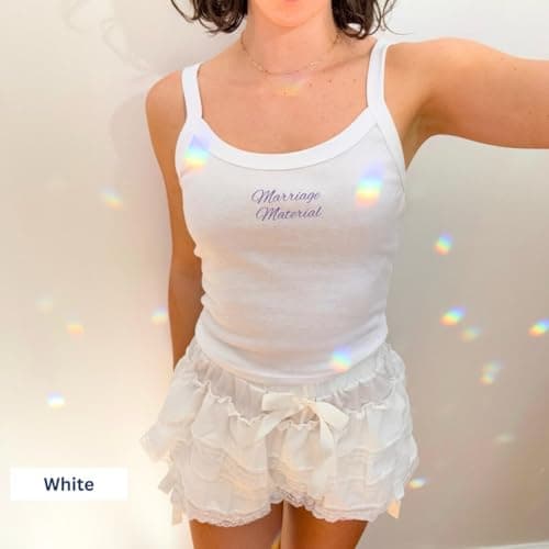 AfeilarSfltch Custom Embroidered Crop Top Bride Shirt Tank Top Custom Tank Tops for Women Bride Tank Top Wife of The Party Future Mrs Shirt Perfect Bachelorette Gifts Multi - Thumbnail 2