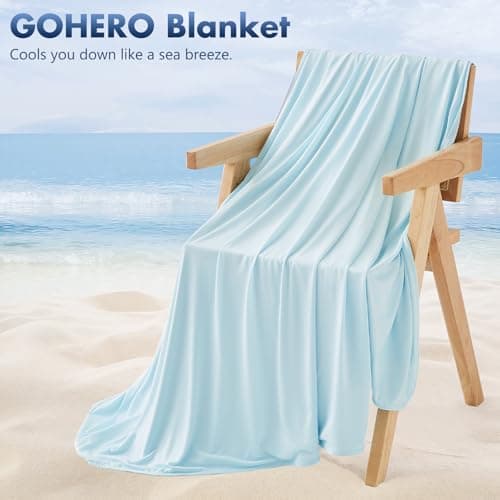 GOHERO Cooling Blanket Queen - Arc-Chill Q-Max >0.5 Cool Summer Blanket for Hot Sleepers - Double Design Lightweight Blanket Absorbs Heat to Keep Cool on Warm Nights(90"x90") Blue - Thumbnail 2