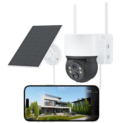 Solar Cameras for Home Security, Security Cameras Wireless Outdoor, 360° Pan & Tilt View, Battery-Powered Outdoor Camera with PIR Motion Detection, Two-Way Audio, Night Vision, Compatible with Alexa