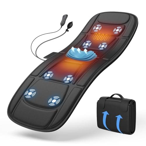 comrelax Full Body Massage Mat with Heat, Vibration Massage Mattress Pad with Lumbar Support Cushion, Foldable Massage Mat for Bed, Sofa & Floor, Relaxation & Comfort - Image 1