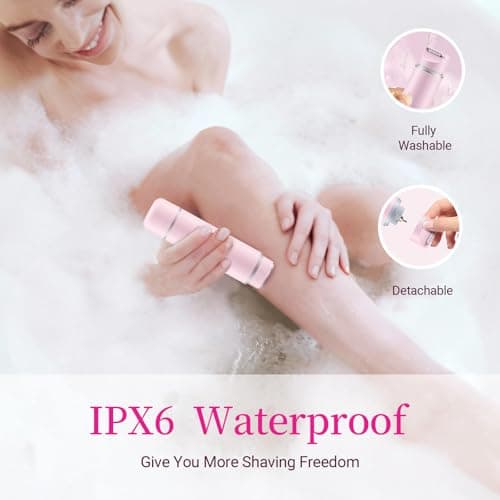 Unimiko 2-in-1 Bikini Trimmer for Women – Electric Shaver for Women, Womens Electric Razor & Trimmer for Sensitive Skin, Adjustable Comb, 100% Waterproof, Portable, USB Charge, Painless (Pink) - Thumbnail 6