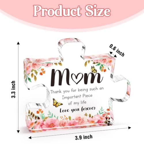 Mothers Day Gifts for Mom - Meaningful Acrylic Puzzle Piece Decor - Heartwarming Mom Birthday Gifts from Daughter Son, Mothers Day Gifts, Thoughtful Keepsake Plaque for Home Office Desk, 3.9 x 3.3 Inch - Thumbnail 3