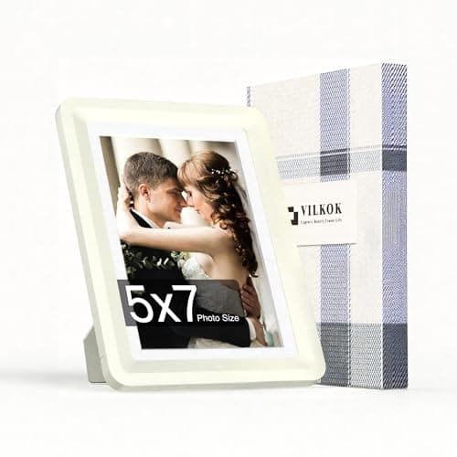 vilkok Light Gray 5x7 Picture Frame,1Pack, Fits 5x7 Photo or 4x6 with Mat, Acrylic Front & Durable ABS Frame, Shatterproof UV-Resistant Tabletop Display, Vertical/Horizontal Home Décor Frame - Image 1