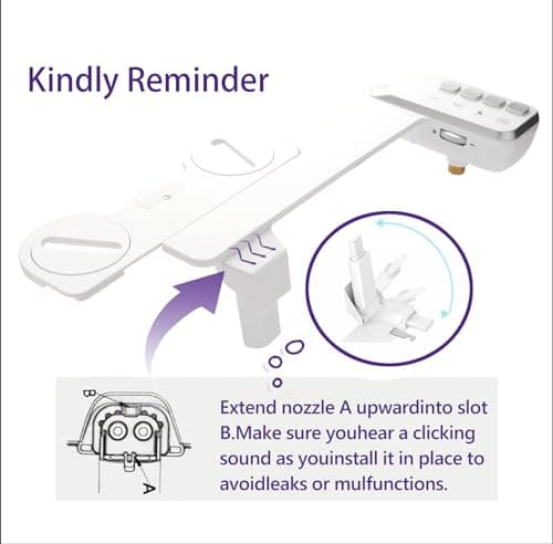 Bidet Attachment for Toilet，Non-Electric Dual Nozzle Hygienic Bidets，Self Cleaning and Adjustable Water Pressure Toilet Bidet for Frontal and Rear Wash（Classic Metal Hose） - Thumbnail 5