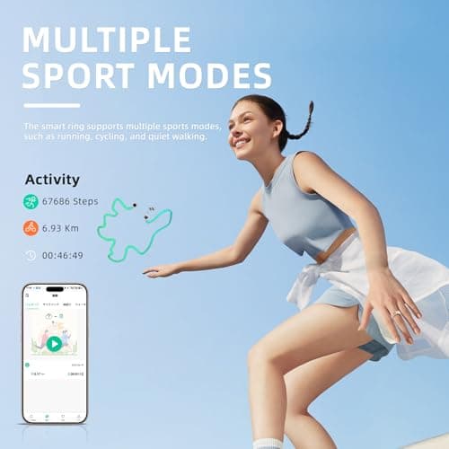 Smart Ring Health Tracker, for men and women, equipped with heart rate monitor, sleep tracker, 8 exercise modes, step counter, 5-7 days battery life, no subscription fee, IP68 waterproof R18 (10) - Thumbnail 4