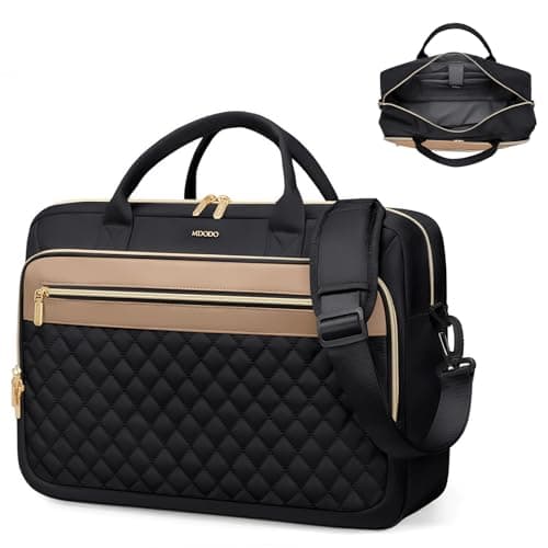 MDODO Laptop Bag for Women Men 15.6Inch Computer Briefcase Messenger Handbag Shoulder Crossbody Large Laptop Tote Bag for Work Teacher Office Travel Business, 22.5 L,Black - Image 1