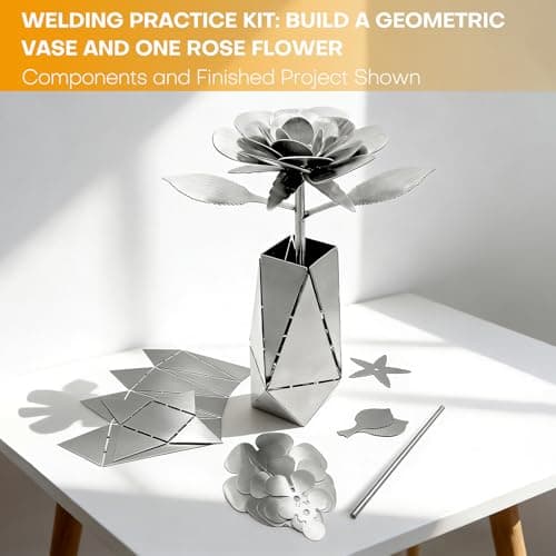 CMLDGIA 3D Rose and Vase Welding Practice Kit for Beginners DIY 201 Stainless Steel Tack Welding Project Metal Art Coupons for Tig Mig Welding Projects Metal Craft Kit (3D Rose Style) - Thumbnail 4