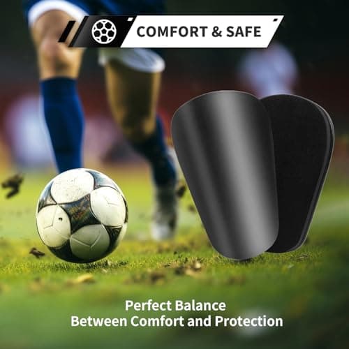 Motspo Mini Soccer Shin Guards for Youth and Adults - Extra Small Protective Equipment shin Guards Soccer Miniature Shin Guard for Men, Women, Kids, Boys, and Girls (3.7x2.4 inches, Black) - Thumbnail 6
