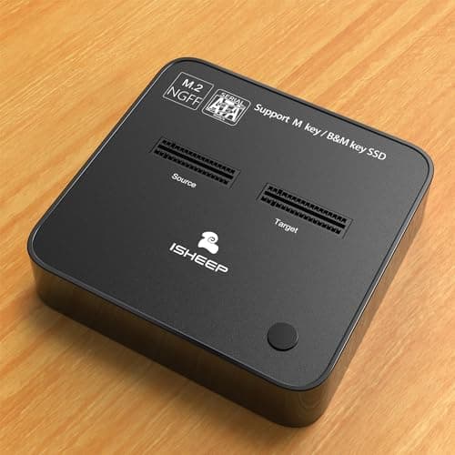 ISHEEP M.2 SATA SSD Docking Station, USB 3.1 (5Gbps) Offline Cloner & Duplicator, One-Button Backup, Tool-Free Plug and Play Vertical Design for Fast Data Transfer and Drive Upgrades - Thumbnail 2